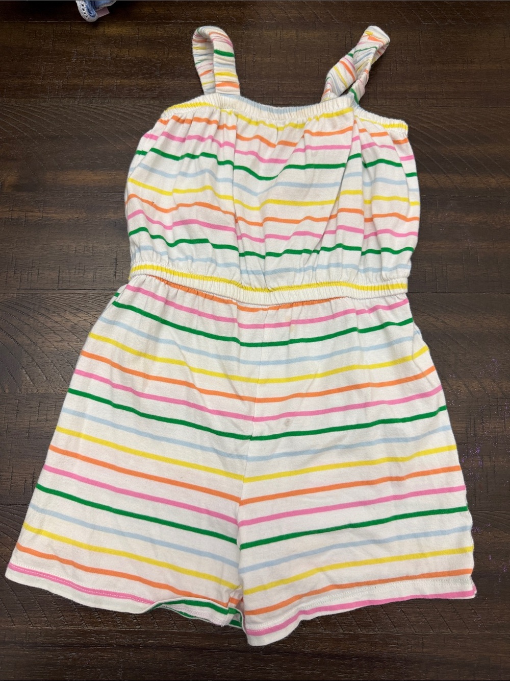 Old Navy White Romper with Rainbow Stripes